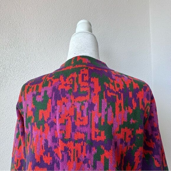 Isaac Mizrahi Live Art Deco Cardigan Sweater Knit Zip Up SZ M - Picture 10 of 16